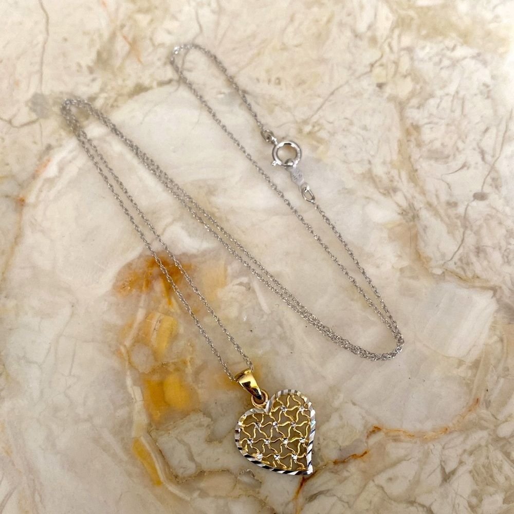 Michael Hill 10K Yellow & White Gold Heart Necklace